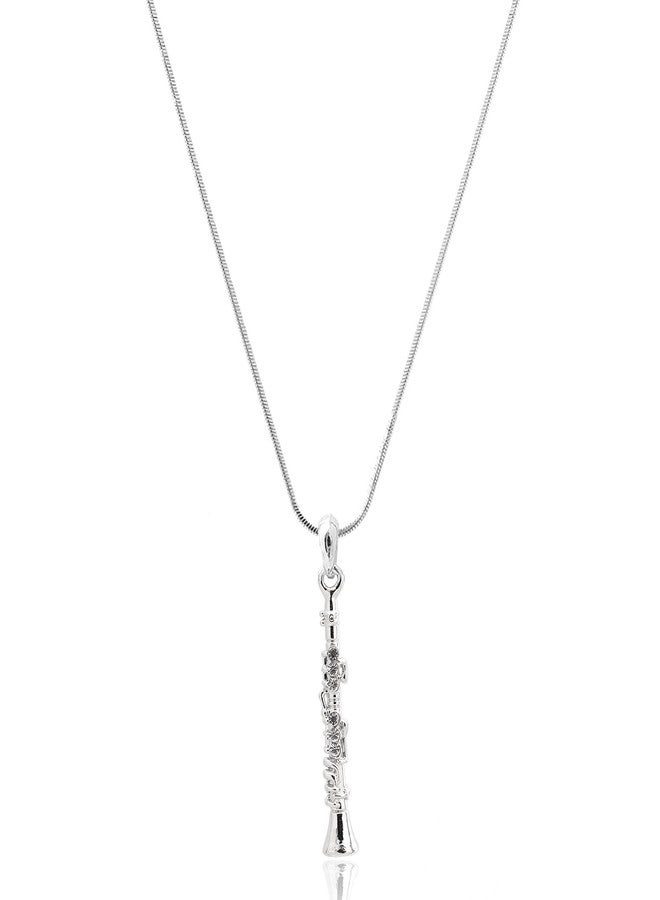 سبيننج دايزي قلادة سبينينغ ديزي مطلية بالفضة على شكل آلة موسيقية خشبية (كلارينيت) - Image 2