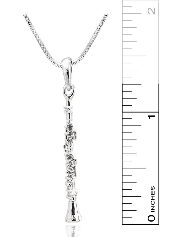 سبيننج دايزي قلادة سبينينغ ديزي مطلية بالفضة على شكل آلة موسيقية خشبية (كلارينيت) - Image 3