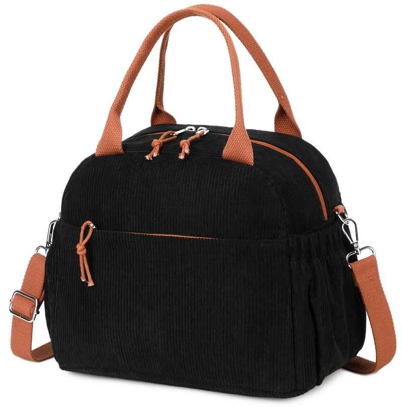 Bluboon Lunch Bag for Women Cute Corduroy Lunch Tote Bags with Shoulder Strap Reusable Insulated Lunch Box Large Capacity Reusable Insulated Cooler for Work Picnic or Travel (13L) - Image 1
