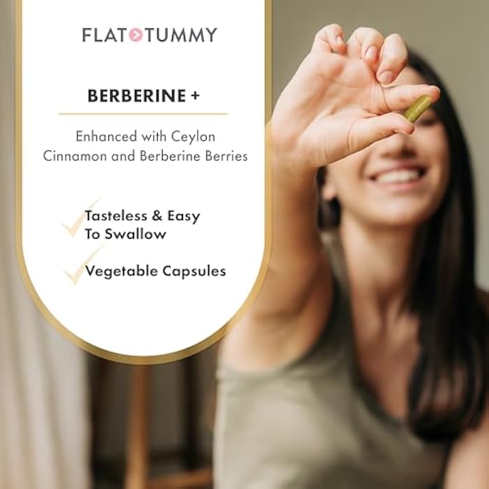 Flat Tummy مكمل بيربرين بطن مسطح، 1200 ملغ بيربرين لكل حصة، مكمل بيربرين بعد GLP-1، بيربرين عضوي، مع قرفة سيلون، قوة 4:1 - 60 كبسولة - Image 3
