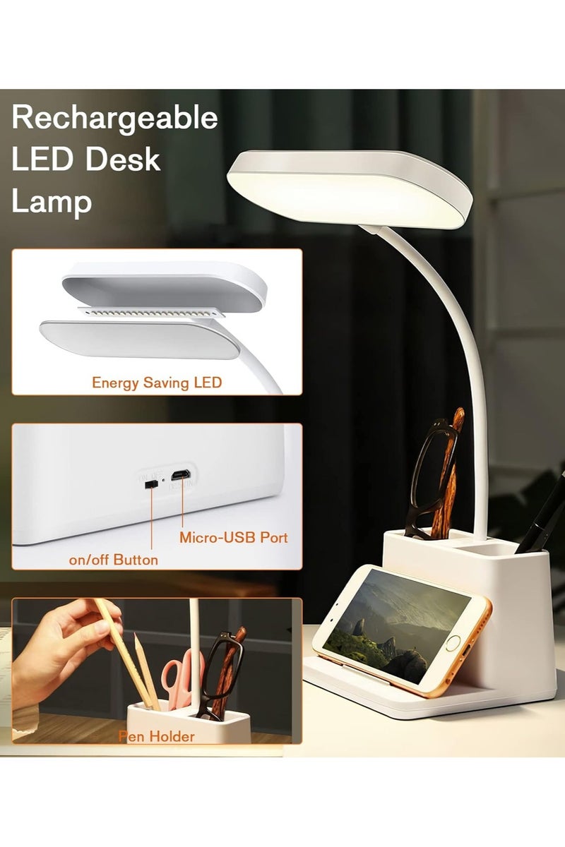 Mini LED Desk Lamp Home Office Lamps White Light Kids Study Desktop/Computer Bedroom Rechargeable Battery Operated Reading Goose Neck Foldable Multicolor - Image 5