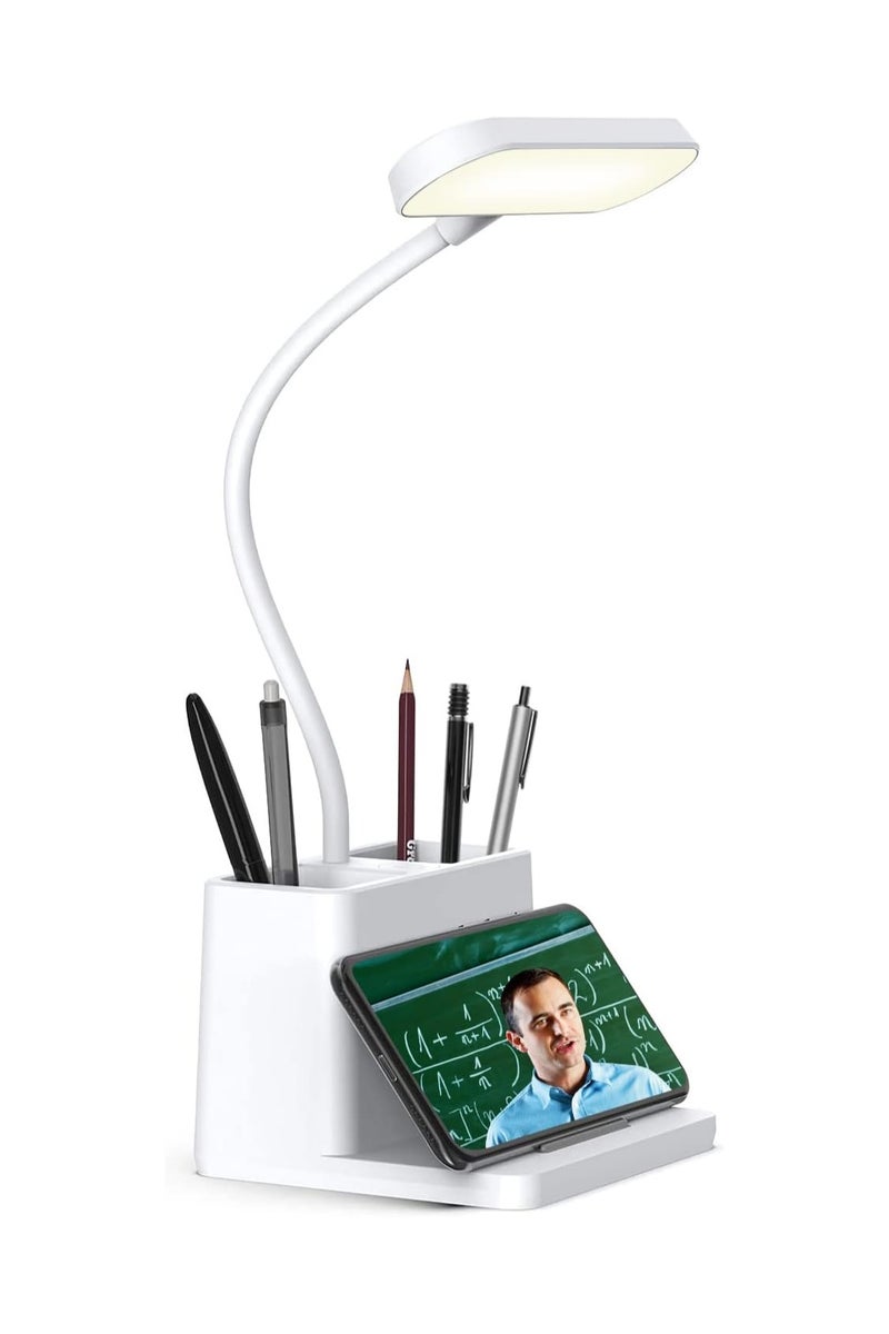 Mini LED Desk Lamp Home Office Lamps White Light Kids Study Desktop/Computer Bedroom Rechargeable Battery Operated Reading Goose Neck Foldable Multicolor - Image 1