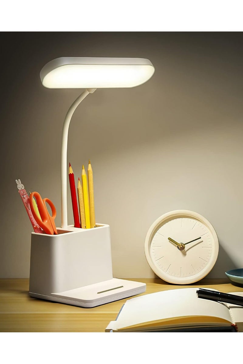 Mini LED Desk Lamp Home Office Lamps White Light Kids Study Desktop/Computer Bedroom Rechargeable Battery Operated Reading Goose Neck Foldable Multicolor - Image 2