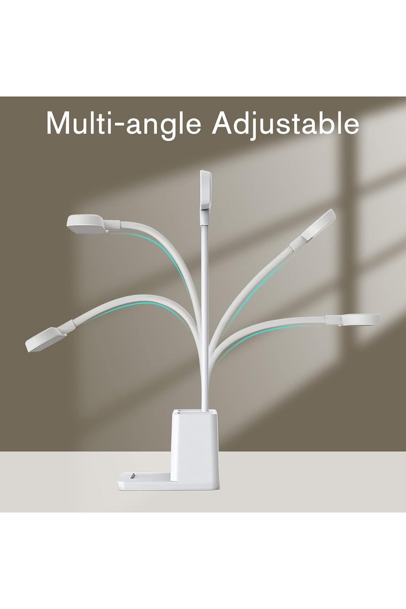 Mini LED Desk Lamp Home Office Lamps White Light Kids Study Desktop/Computer Bedroom Rechargeable Battery Operated Reading Goose Neck Foldable Multicolor - Image 4