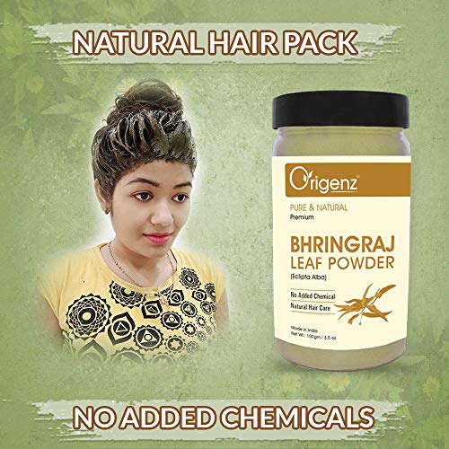 Origenz Bhringraj Powder 100 gm for Hair Mask, Pack, Scalp Health, Nourihment, Anti-Dandruff | Natural Eclipta alba/False Daisy/Karisalankanni/Gunta galagaraku | In Jar 3.53 oz - Image 2