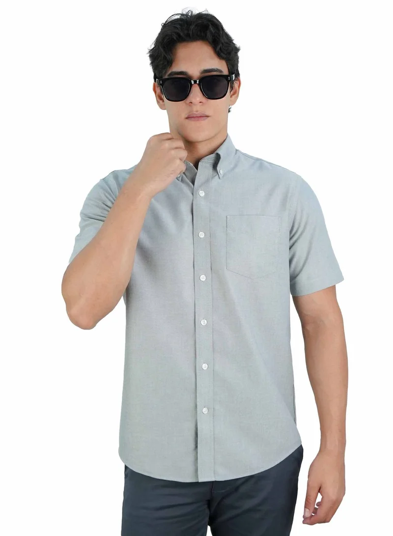 جيوردانو قميص أكسفورد قطني بأكمام قصيرة مقاوم للتجعد للرجال