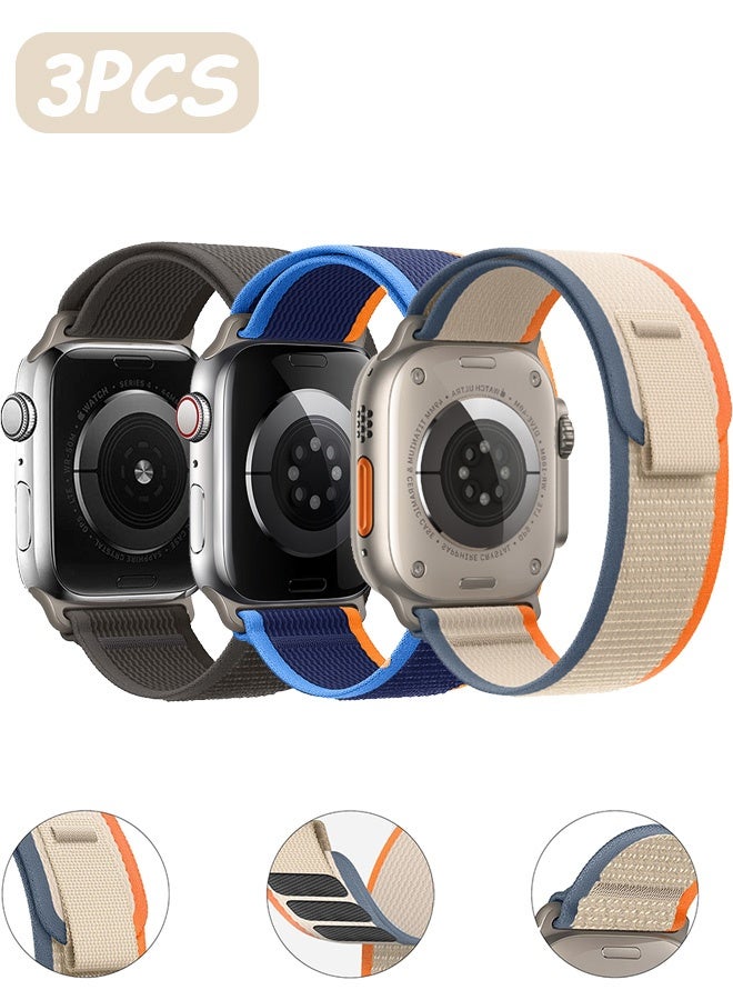 MXN 3 Pcs Nylon 42/44/45/46/49mm Apple Watch Watch Bands - Soft Breathable Adjustable Sports Replacement Strap for iWatch Bands Ultra Series 10 9 8 7 SE 6 5 4 3 2 1 - Image 1