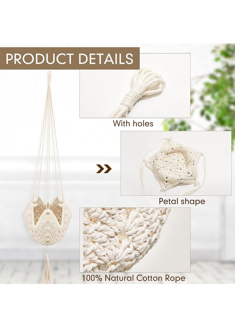 SYOSI 2 Packs Jute Crochet Long Plant Hanger for 3 Inch to 12 Pots, Macrame Holder Rope Boho with S Shaped Hooks Home Decor (White) - Image 3