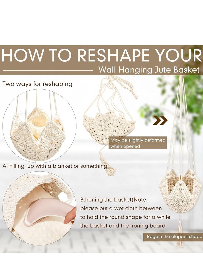 SYOSI 2 Packs Jute Crochet Long Plant Hanger for 3 Inch to 12 Pots, Macrame Holder Rope Boho with S Shaped Hooks Home Decor (White) - Image 4