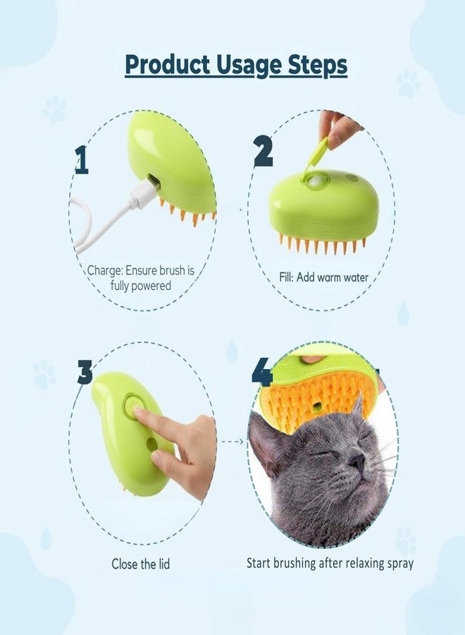 PAWS SAMRAT Dog & Cat Steam Brush for Shedding Grooming Brush With Steam Rechargeable Steam Pet Brush for Dog And Cat, Steamy Cat Brush 3 In1, Self Cleaning Steam Brush for Massage, Clean and Removing Loose Hair - Image 3