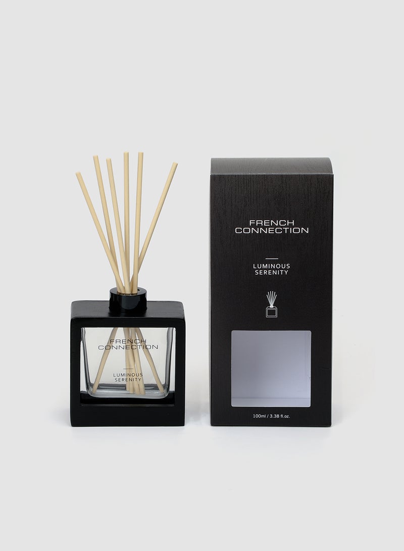 French Connection Black Wooden surround Luminous Serenity Reed Diffuser 100ML - Image 1