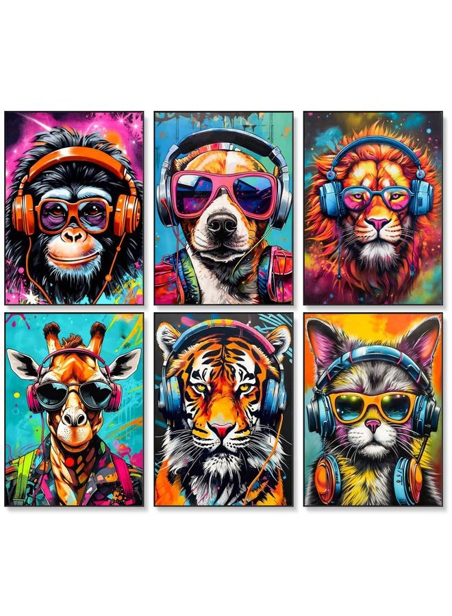 Okarina 6 Pack Paint by Numbers Kit for Adults Beginner, Animals Adult Paint by Number Kits on Canvas, Animal DIY Acrylic Oil Painting by Numbers Kits for Home Decor 10x14 Inch (Without Frame) - Image 1
