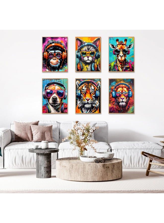 Okarina 6 Pack Paint by Numbers Kit for Adults Beginner, Animals Adult Paint by Number Kits on Canvas, Animal DIY Acrylic Oil Painting by Numbers Kits for Home Decor 10x14 Inch (Without Frame) - Image 4