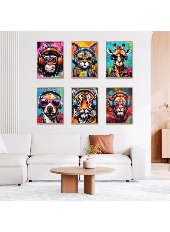 Okarina 6 Pack Paint by Numbers Kit for Adults Beginner, Animals Adult Paint by Number Kits on Canvas, Animal DIY Acrylic Oil Painting by Numbers Kits for Home Decor 10x14 Inch (Without Frame) - Image 3