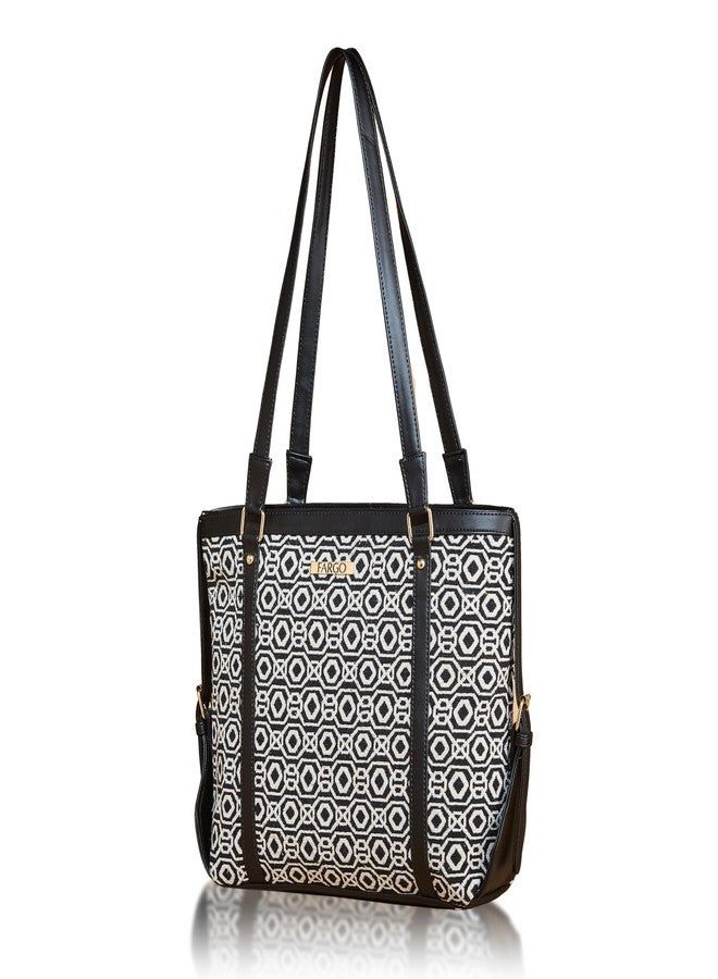 Fargo PU Canvas Women's Stylish Handbag (Black 1) - Image 1
