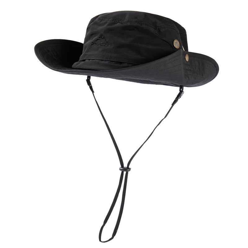 Comhats UPF 50 Sun Hats Wide Brim Summer Safari Hat Fishing Hiking Boonie Hats for Men Waterproof Black Small Medium - Image 1