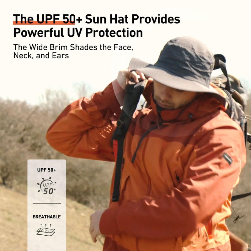 Comhats UPF 50 Sun Hats Wide Brim Summer Safari Hat Fishing Hiking Boonie Hats for Men Waterproof Black Small Medium - Image 4