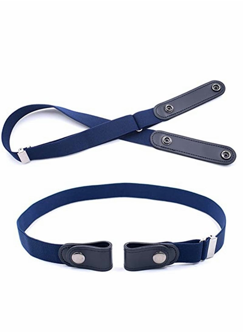 SYOSI Belts, No Buckle Stretch Belt Adjustable Invisible Belt Elastic Belt No Bulge No Hassle Buckle-free Pant Belt, for Jeans Dresses Women Or Men 2pcs (blue + khaki)  - Image 3