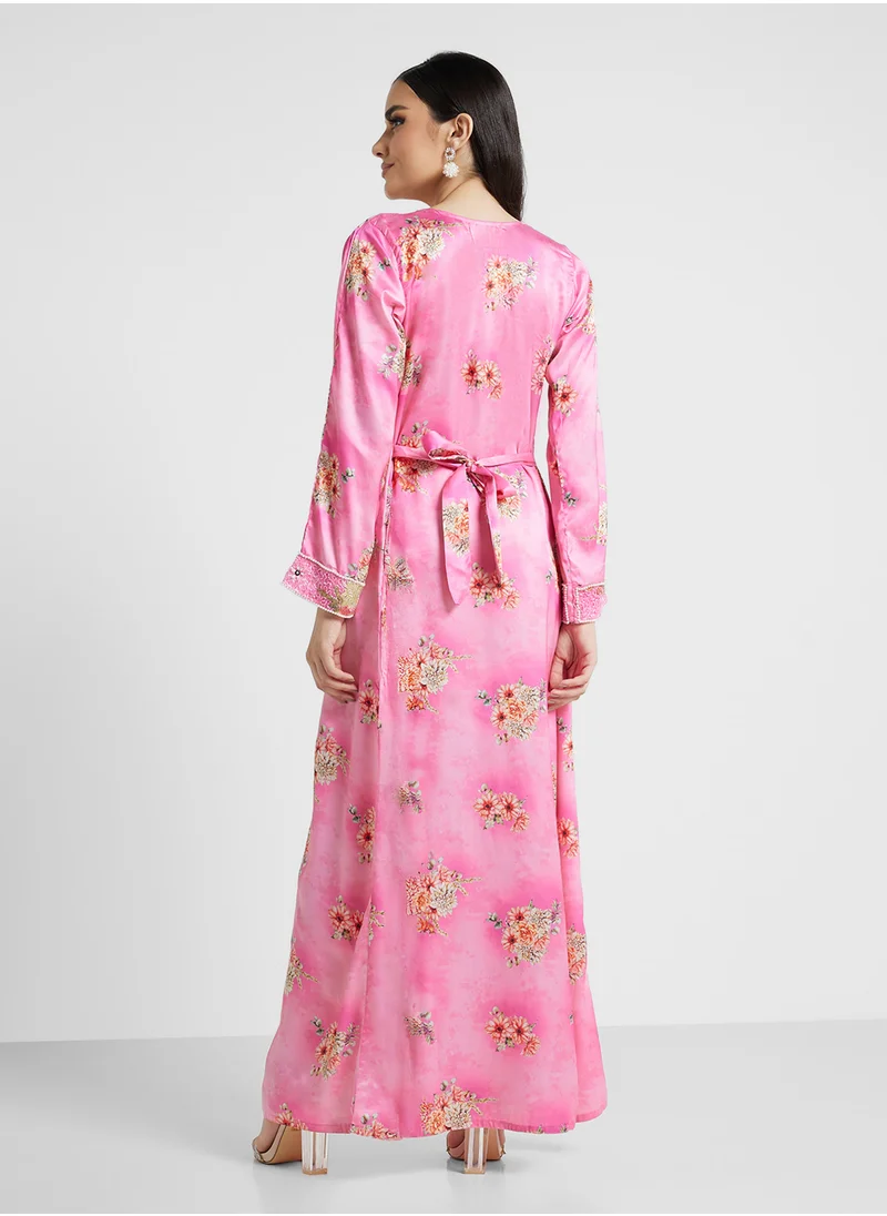 ارابيان كلوزيت Embellished Belted Jalabiya