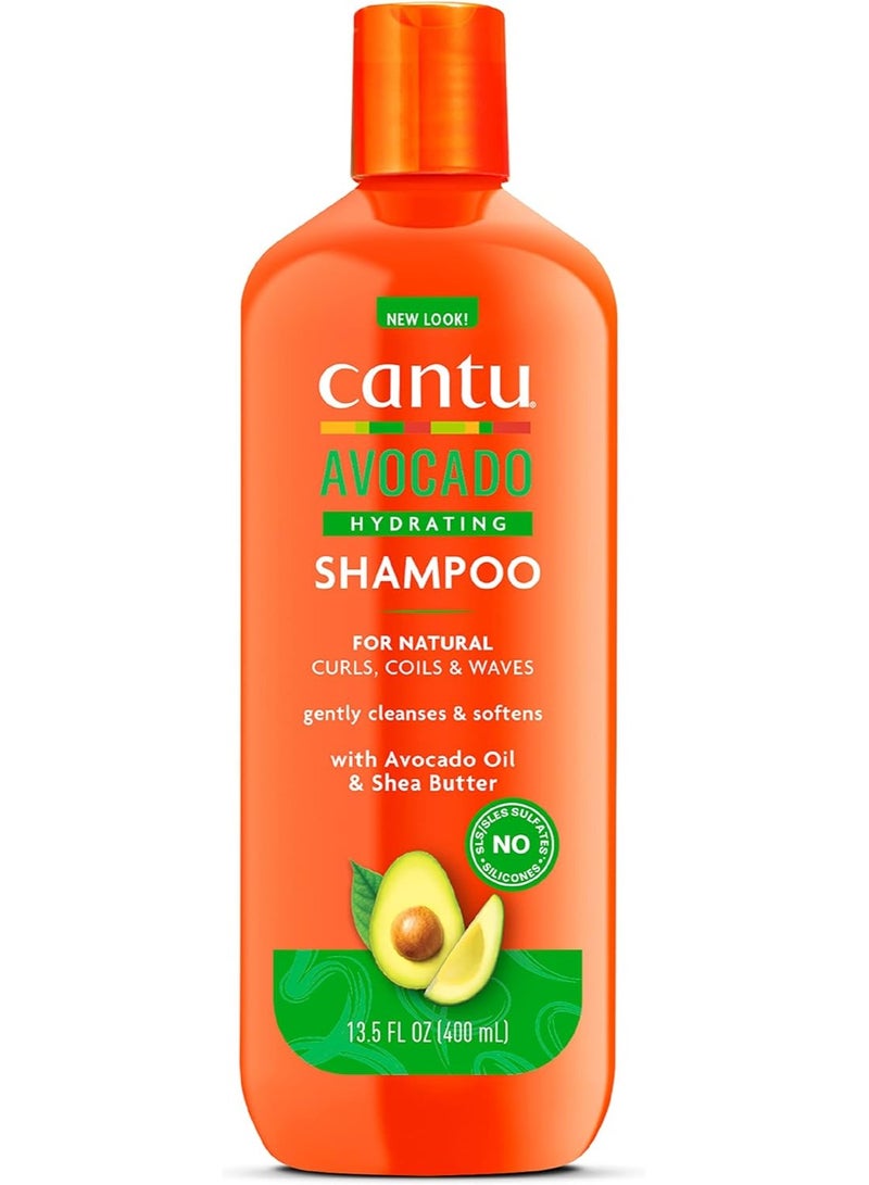 Cantu Avocado Hydrating Shampoo For Natural Curls Coils And Waves 400ml - Image 1