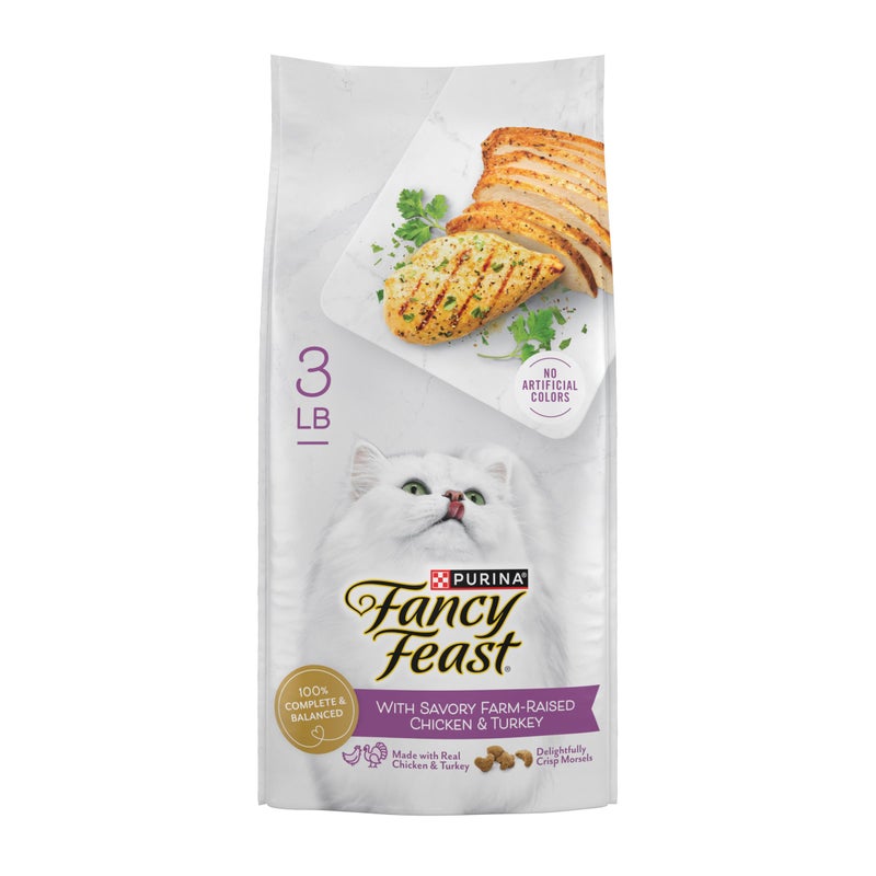 Fancy Feast Purina Fancy Feast Dry Cat Food with Savory Farm-Raised Chicken and Turkey - 3 lb. Bag - Image 1