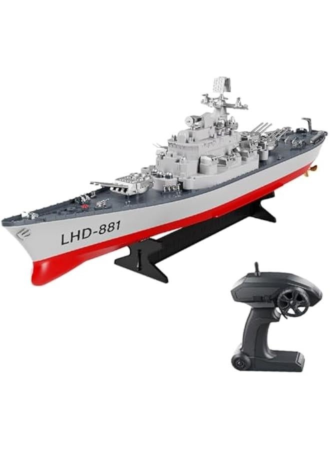 Remote Control Ship, 1:390 Scale RC Boat for Lakes and Rivers, 2.4GHz Powered Vessel with Low Battery Alarm for Adults - Image 1