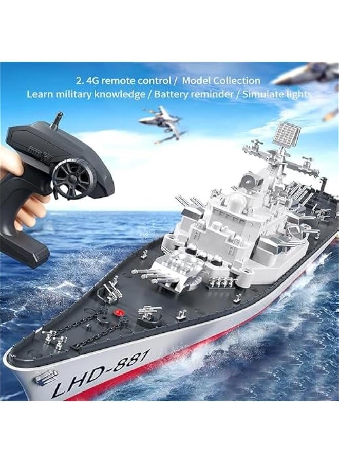 Remote Control Ship, 1:390 Scale RC Boat for Lakes and Rivers, 2.4GHz Powered Vessel with Low Battery Alarm for Adults - Image 3
