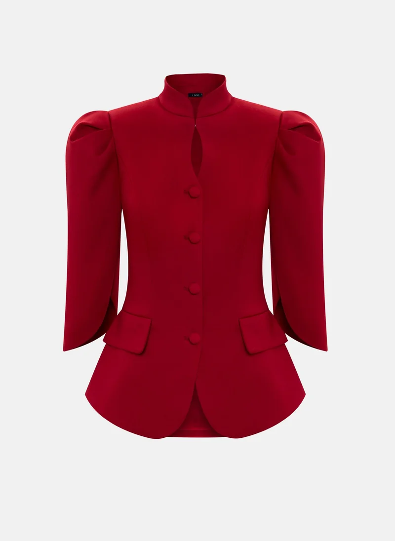 Lichi Single-breasted jacket with a teardrop neckline and cropped sleeves