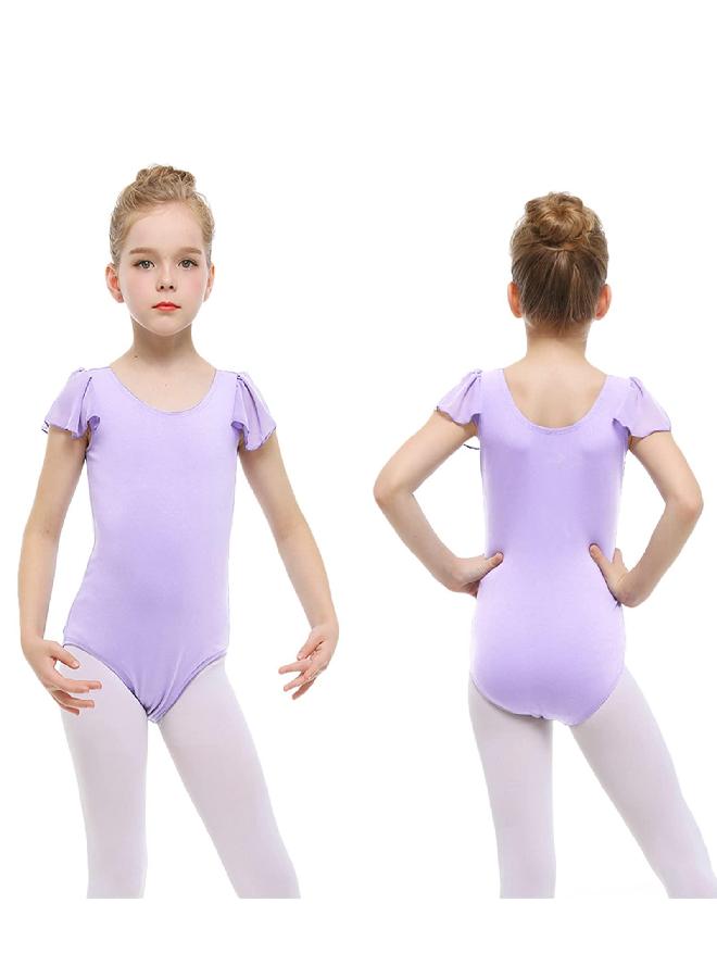 Stelle Stelle Girl's Ruffle Short Sleeve Leotard for Dance, Gymnastics and Ballet (Toddler/Little Girl/Big Girl) (Lavender,4T)  - Image 2