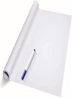 TECHBLAZE White Board Sticker with Marker Pen Reusable Extra Large Size for Wall Self Adhesive Removal use in Home Study Kids, Presentation Preparation in School and Office (White)