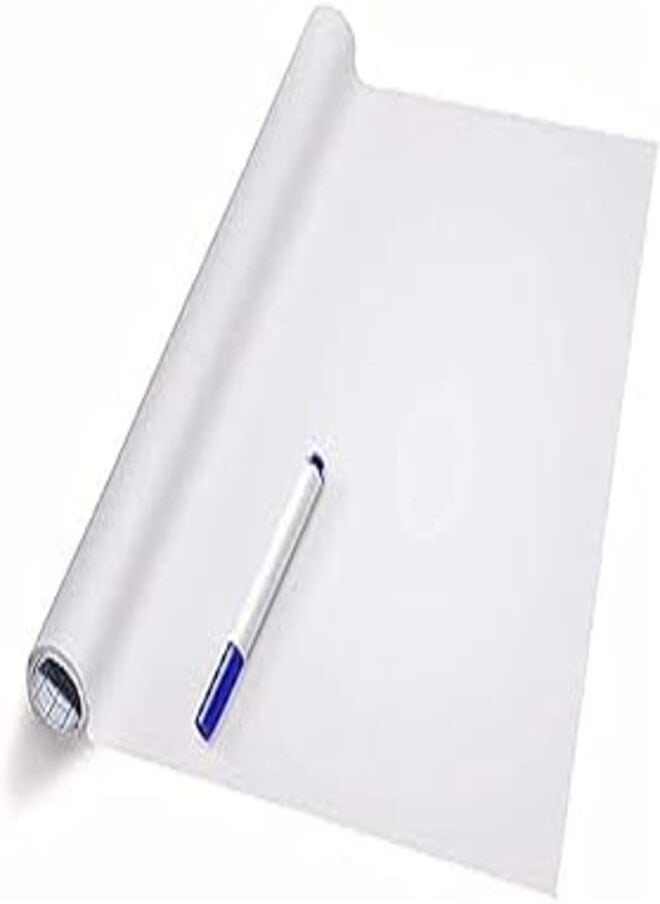 TechBlaze TECHBLAZE White Board Sticker with Marker Pen Reusable Extra Large Size for Wall Self Adhesive Removal use in Home Study Kids, Presentation Preparation in School and Office (White) 