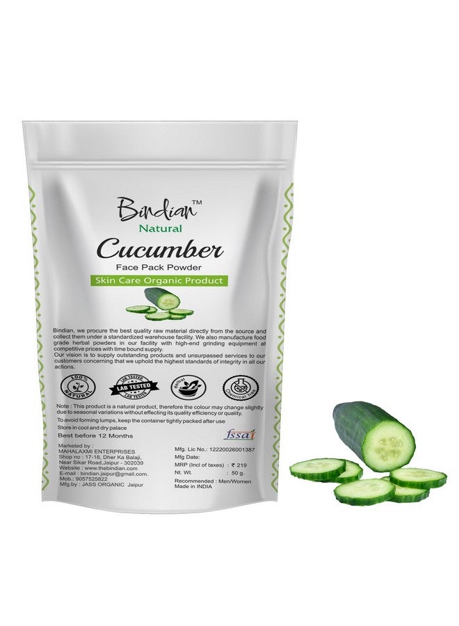 Bindian Cucumber Powder for Men & Women | Natural Face Pack Powder (50g) - Image 1