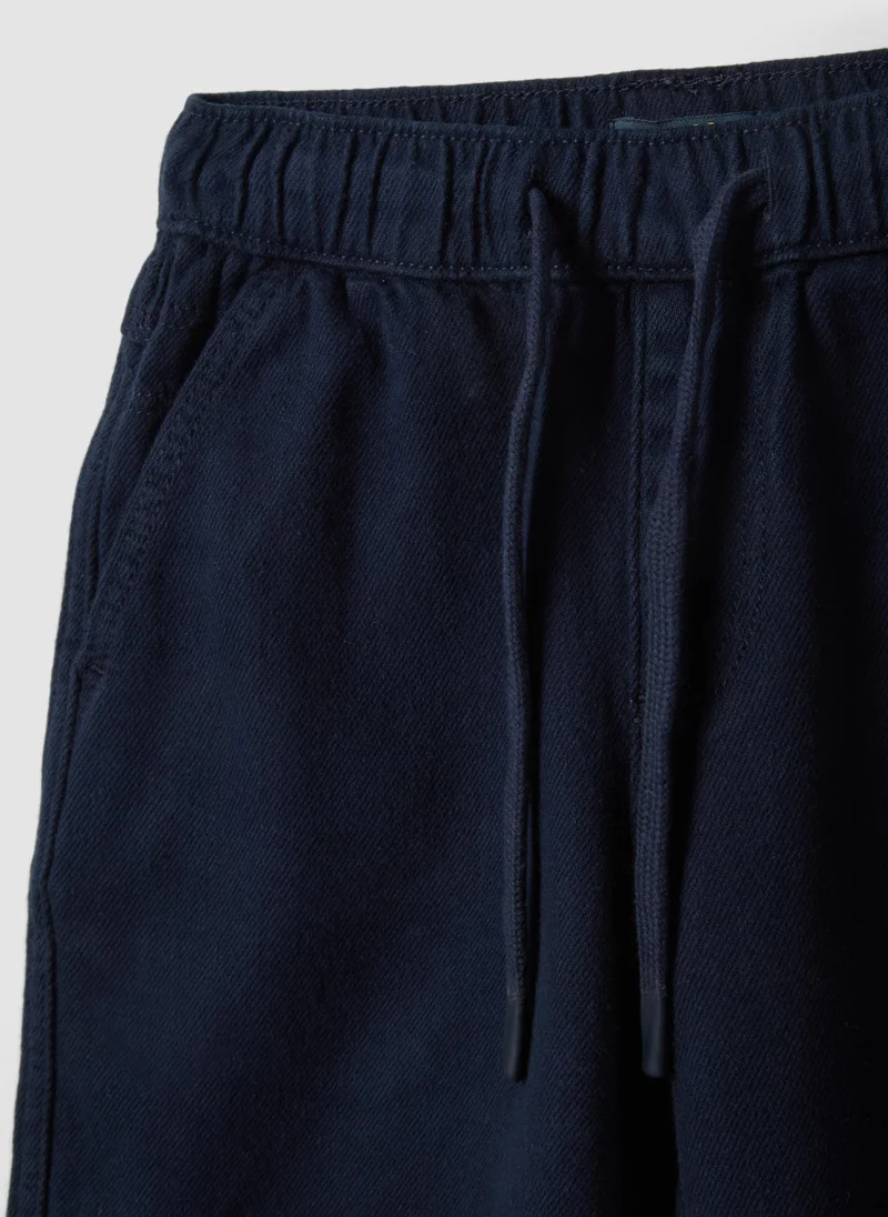 Ovs  OVS Boys' Blue Pure Cotton Cargo Shorts With Drawstring, Regular Fit for Kids | Best Price UAE