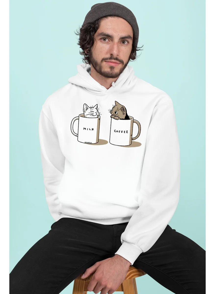 Rock&Roll Milky Plain White Hooded Men's Sweatshirt