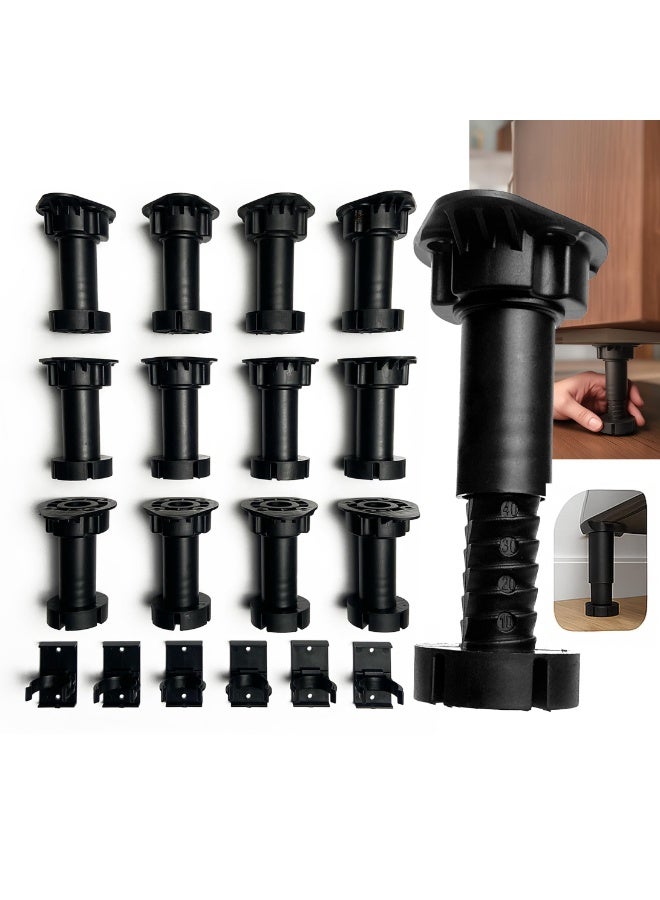 NajmStyle 12-Pack Adjustable Furniture Leveling Feet Cabinet Levelers for Bed Frames, Desks, Shelves & Workbenches Easy Install Non-Slip, Commercial-Grade Support  100mm-140mm - Image 1