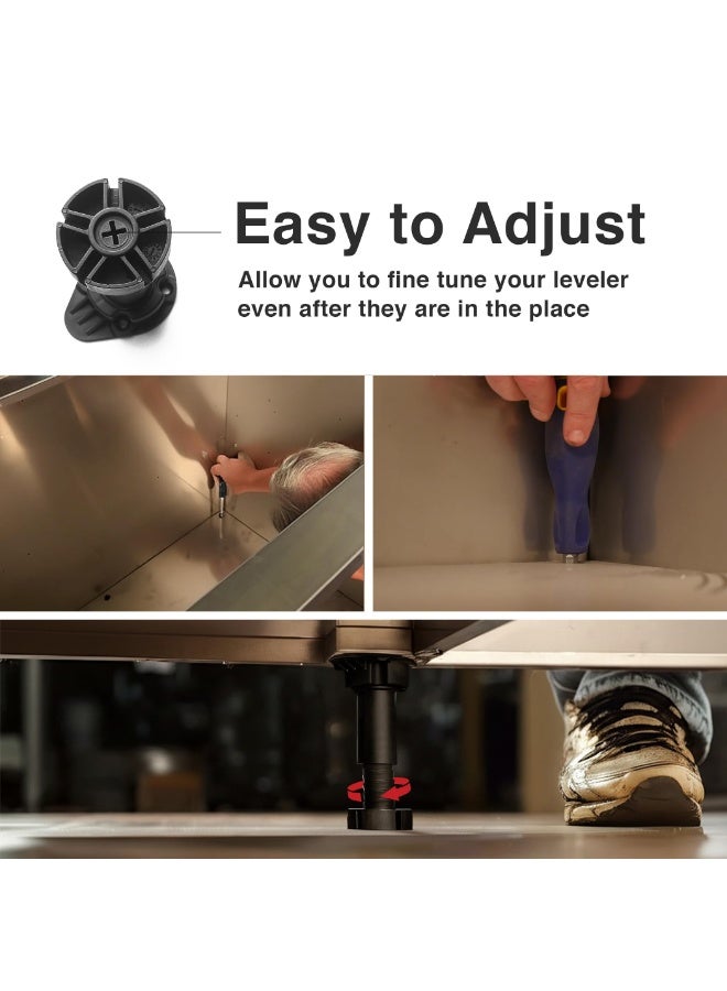 NajmStyle 12-Pack Adjustable Furniture Leveling Feet Cabinet Levelers for Bed Frames, Desks, Shelves & Workbenches Easy Install Non-Slip, Commercial-Grade Support  100mm-140mm - Image 5