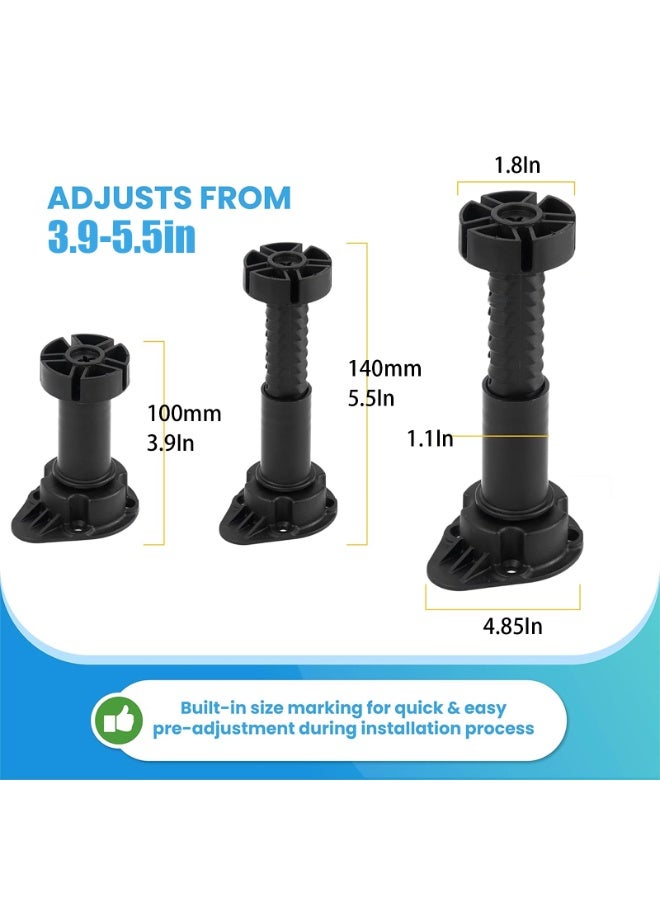 NajmStyle 12-Pack Adjustable Furniture Leveling Feet Cabinet Levelers for Bed Frames, Desks, Shelves & Workbenches Easy Install Non-Slip, Commercial-Grade Support  100mm-140mm - Image 2
