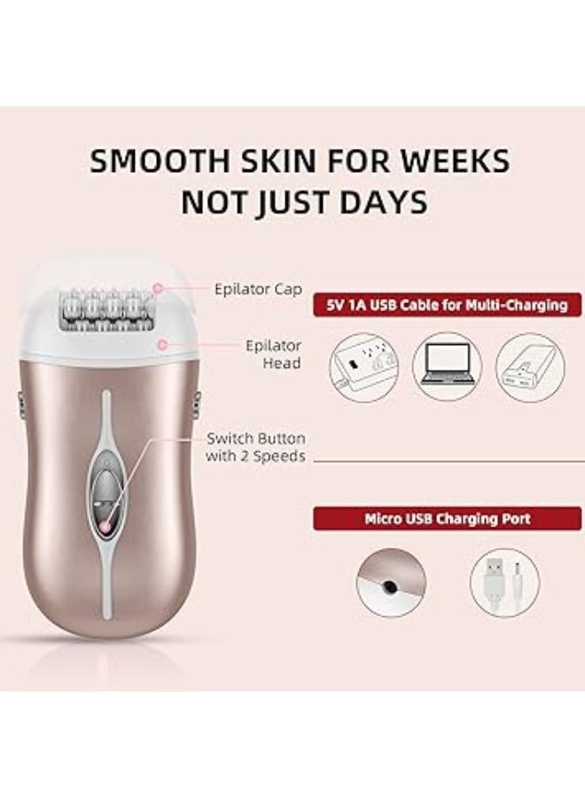 KASTWAVE Epilator for Women, Cordless Depilator for Women, Rechargeable Lady Face Shaver, Hair Removal Device for Arm Leg Underarm (Pink) - Image 4