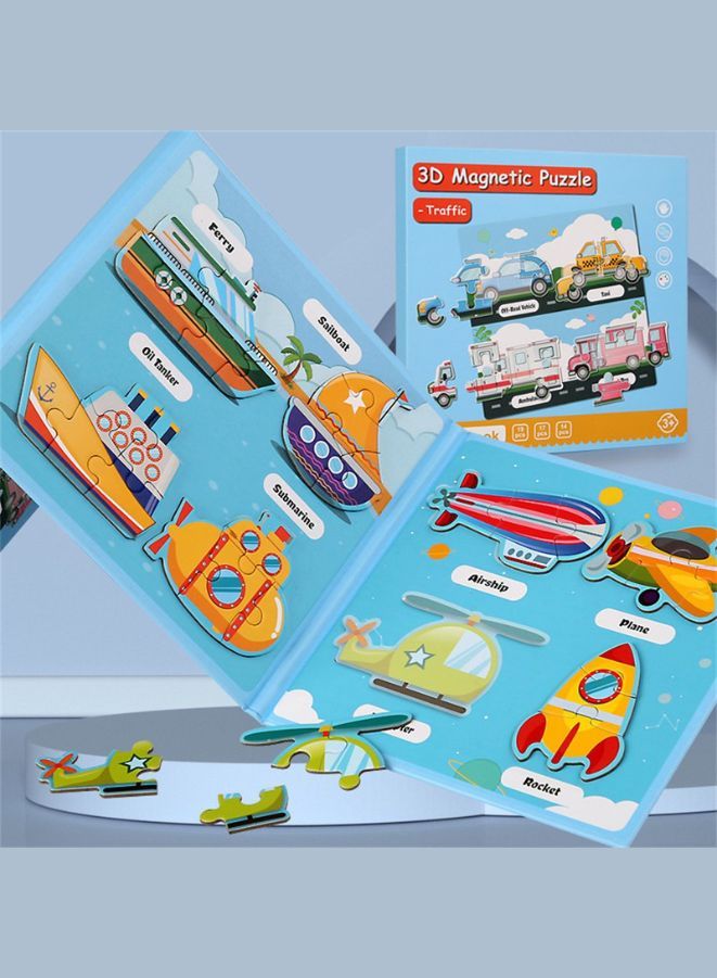 ألعاب كتاب أحجية من الورق المقوى الممغنط من مونتيسوري ، ألغاز ورقية قابلة لإعادة الاستخدام متينة لحركة مرور التدريب المرئي المعرفي - Image 3