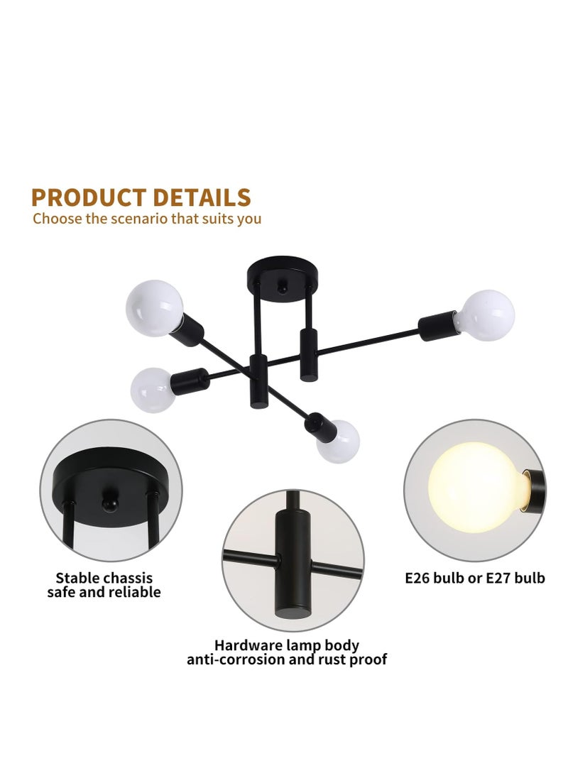 GEADI - Mid Century Sputnik Chandelier Modern Ceiling Lighting 4 Lights Adjustable Industrial Mount Pendant Light Fixture for Kitchen Living Dining Room Bedroom Foyer (Bulbs NOT Included) - Image 1
