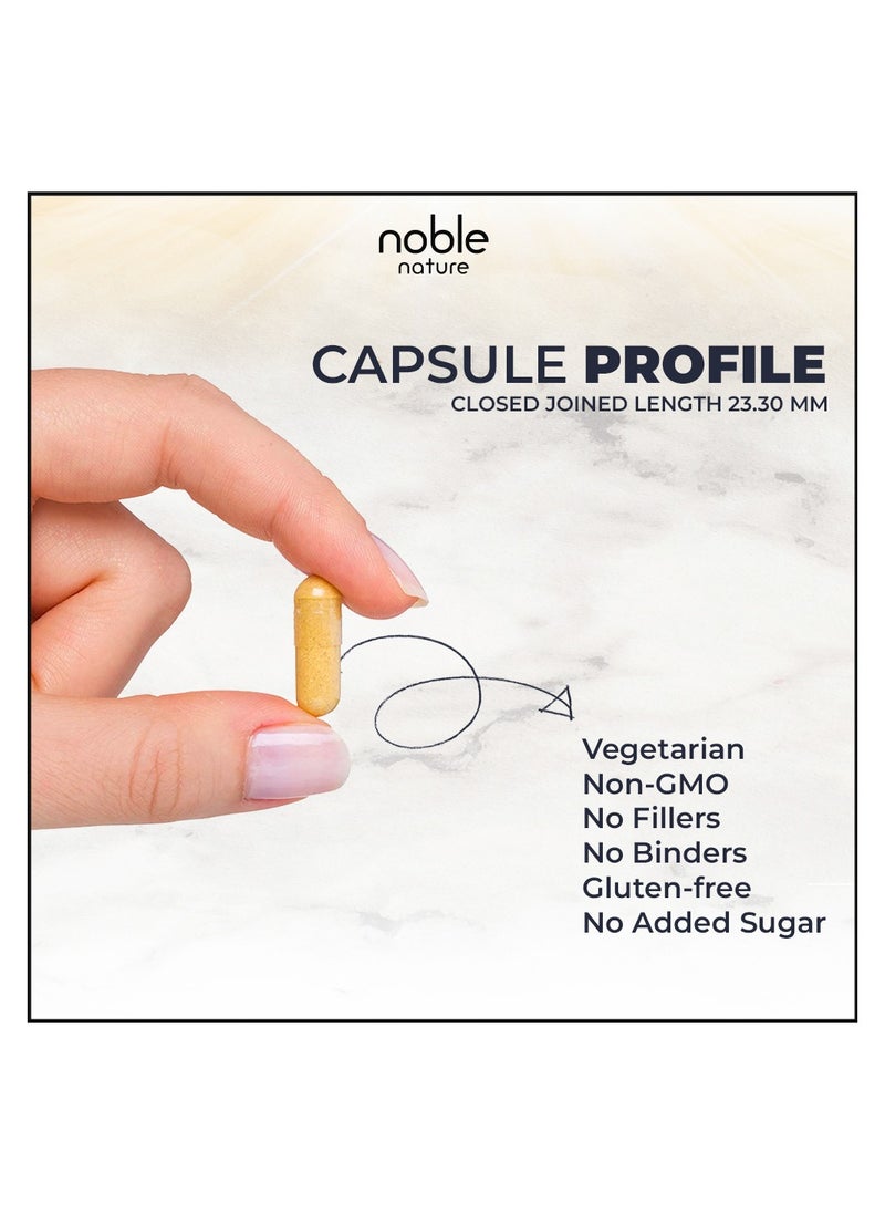noble nature - Ashwagandha Capsules with Organic Ashwagandha Root Extract Powder & Black Pepper Fruit Extract 1500 MG 60 Veg Capsules - Image 1