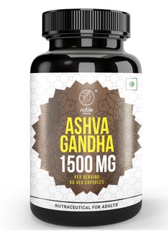 Ashwagandha Capsules with Organic Ashwagandha Root Extract Powder & Black Pepper Fruit Extract 1500 MG 60 Veg Capsules