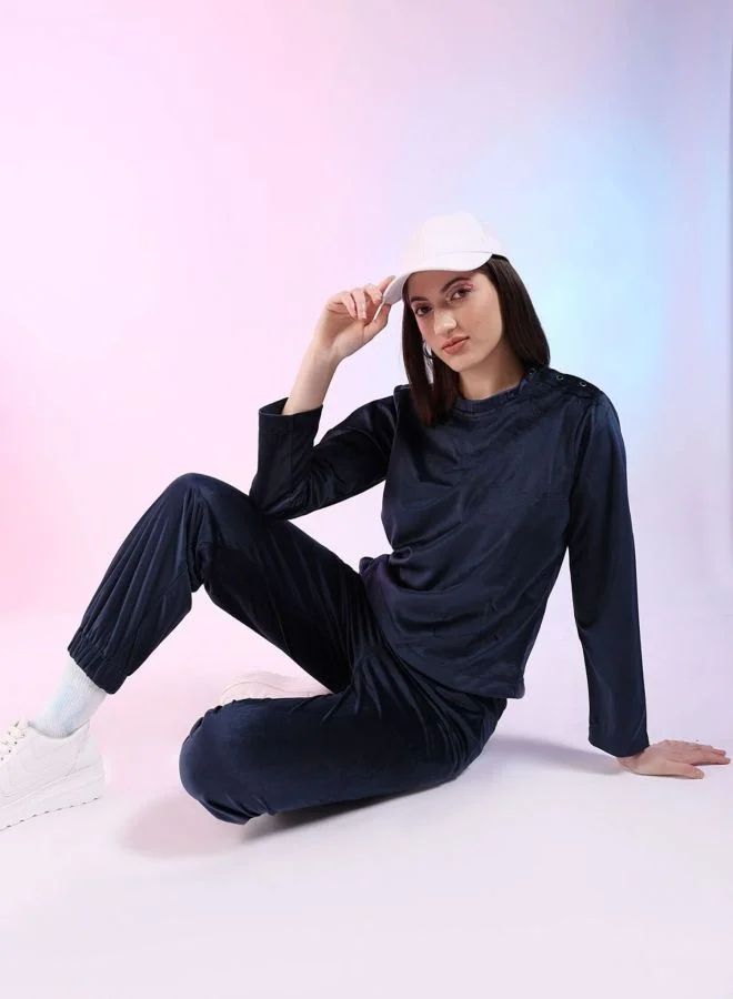Freehand  Women Regular Fit Solid Long Sleeve Mid Rise Top and Pant Co-Ord Set  | Best Price UAE
