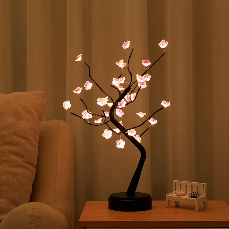 OURBAOFU 36 LED Cherry Blossom Sparkly Fairy Spirit Tree Lights DIY Artificial Tree BatteryUSB Operated Tabletop Tree Lamp for Bedroom Christmas Indoor Room Decor Night Lights Warm White - Image 2