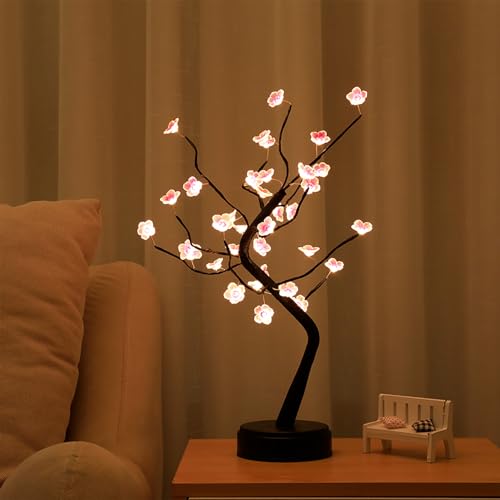 OURBAOFU 36 LED Cherry Blossom Sparkly Fairy Spirit Tree Lights DIY Artificial Tree BatteryUSB Operated Tabletop Tree Lamp for Bedroom Christmas Indoor Room Decor Night Lights Warm White - Image 1