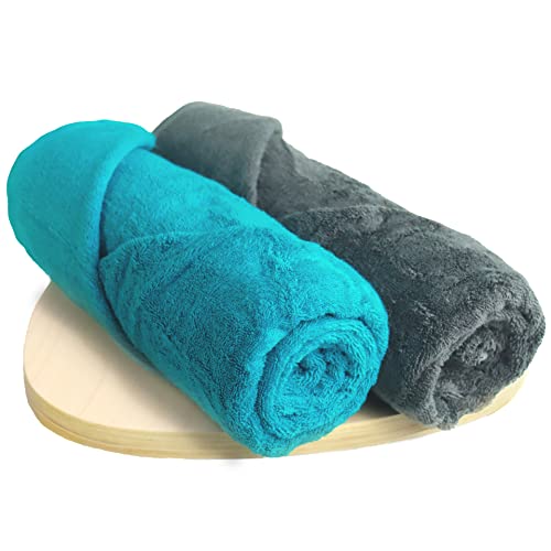 HEELIUM Bamboo Bath Towel | Ultra Absorbent | 3X Softer Than Cotton Towels | 140 x 70 cm - 600 GSM | Pack of 2 - Grey, Teal - Image 1