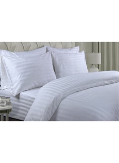 RISHAHOME 6-Piece King Size Duvet Cover Set With Stripes Includes 1xDuvet Cover, 1xFitted Sheet, 4xPillowcase with Zipper Closure  - Image 1