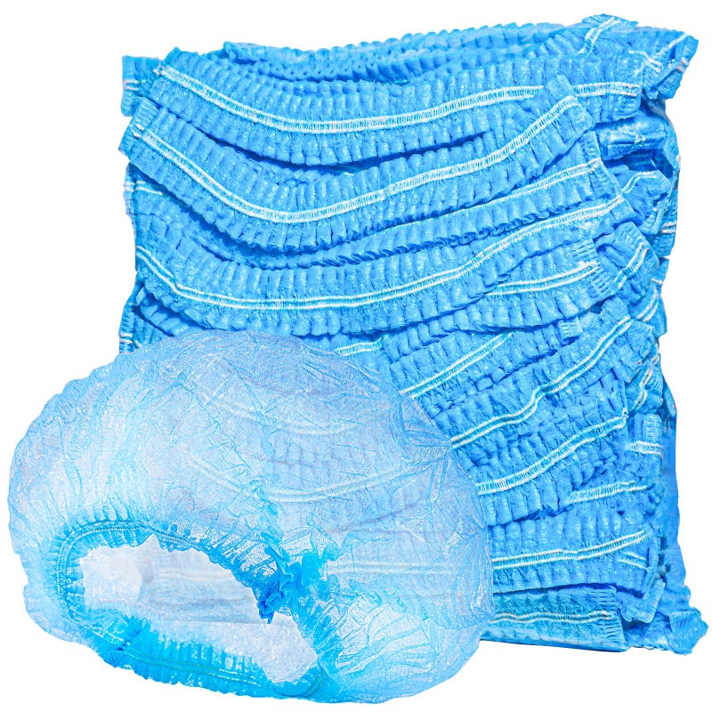 LEOBRO Hair Nets for Food Service Workers 50PCS Hair Net Hairnets for Foodservice Kitchen Hair Nets for Women Men Cooking Nonwoven Bouffant Caps Disposable Hair Cap Hair Cover Blue 21 Inch