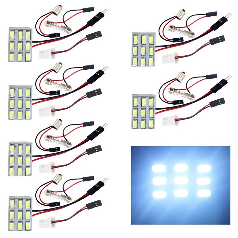 YM EBright EverBrightt 6-Pack Cool White 5730 9SMD Led Panel Dome Light Auto Car Reading Interior Light DC 12V with T10 / BA9S / Festoon Adapters - Image 3