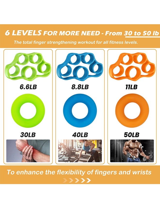 Hand Grip Strengthener, Finger Exerciser, Grip Strength Trainer (6 PCS),New Material,Forearm Grip Workout, Finger Stretcher, Relieve Wrist Pain, Carpal Tunnel, Trigger Finger, Mallet Finger and More. - Image 2